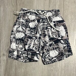 GAP Black and White Swim Trunks Newspaper Print